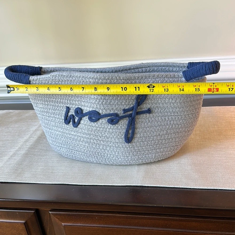 Gray Dog Toy Basket NEW